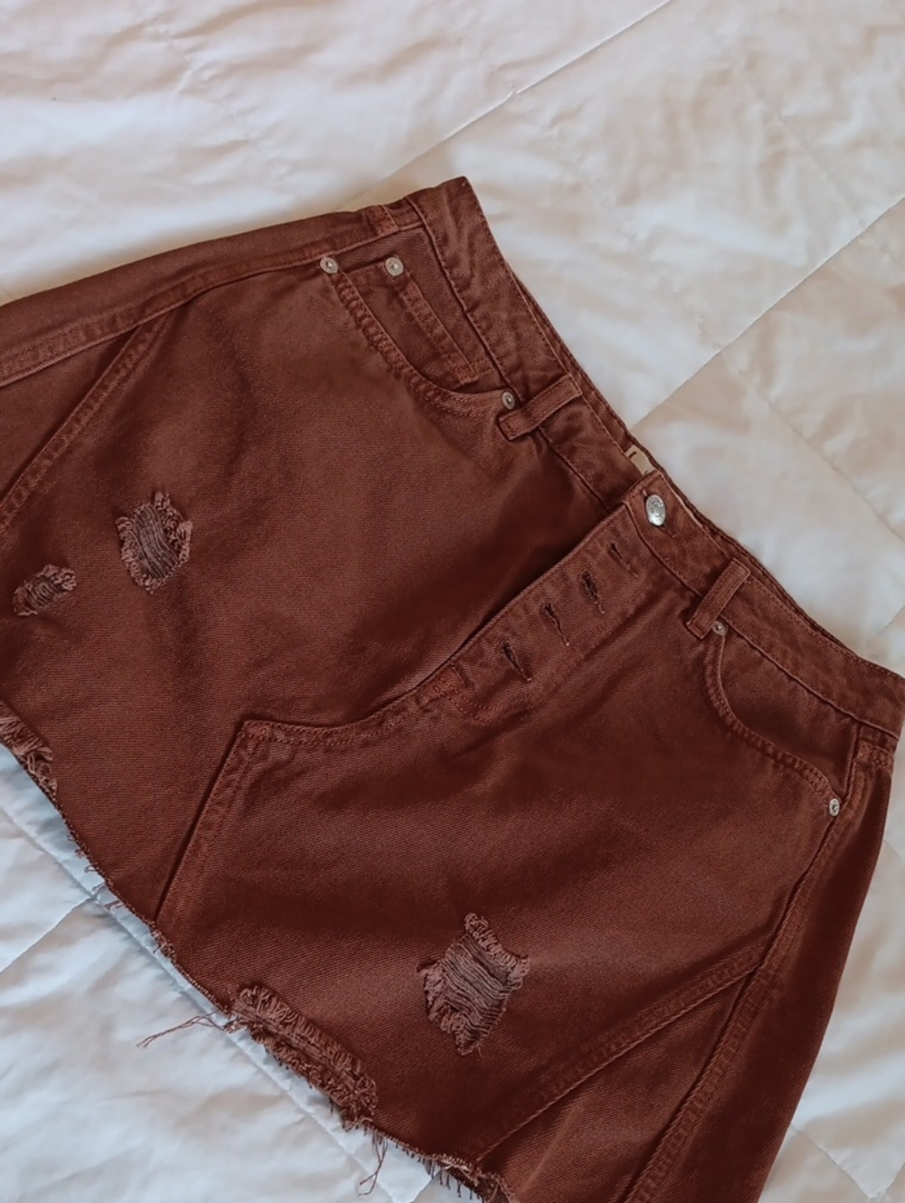 We The Free Distressed Rust Brown Chino Skirt